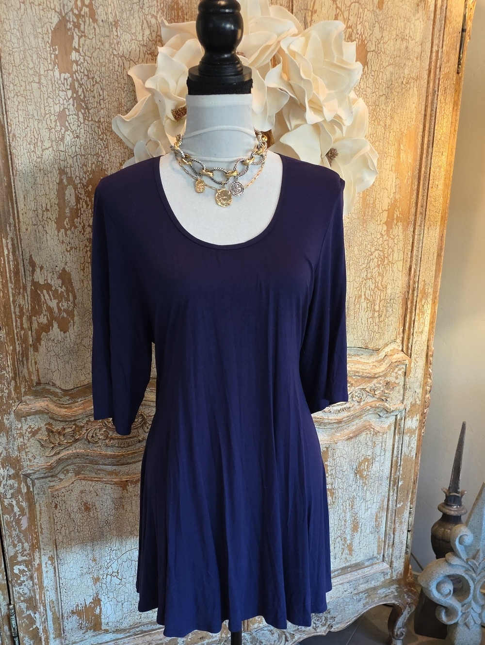 Seven7 Royal Blue Scoop Neck Swing Top